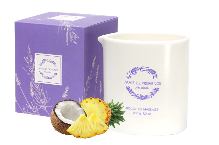 L’Amie de Provence naturalna świeca do masażu o relaksującym zapachu pina colada (piña colada).
