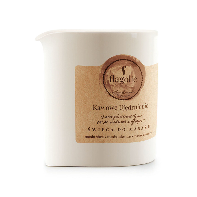Flagolie, naturalna świeca sojowa do masażu i aromaterapii o zapachu świeżo parzonej kawy.